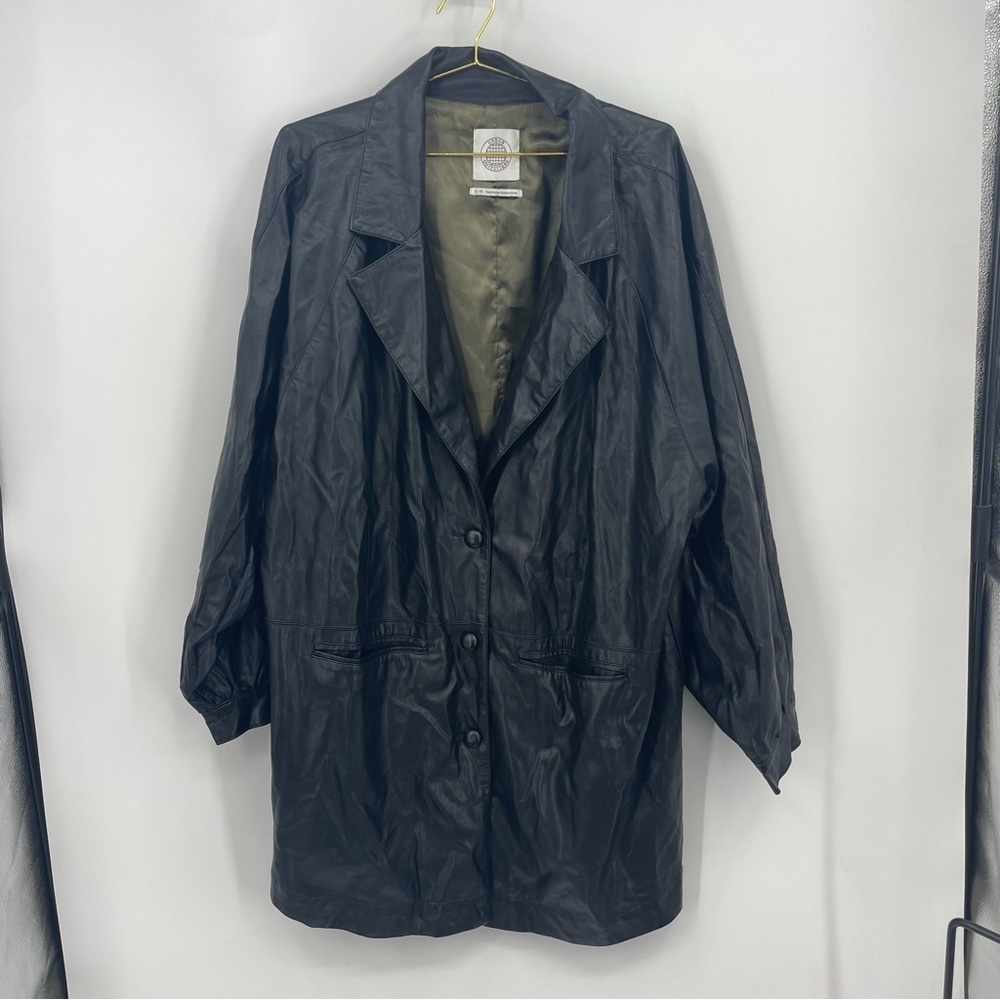 Urban Outfitters Jacket Womens Size XL Black Oversized Faux Leather‎ Overcoat
